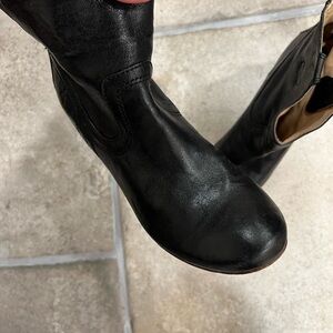 Frye black wedge bootie